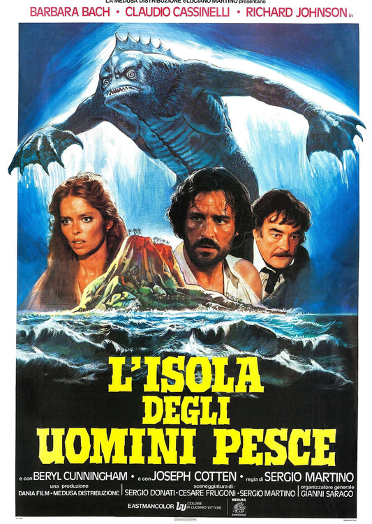 Island of the Fishmen -- 11" x 17" Deluxe Poster Art Print | Barbara Bach! Joseph Cotton! Swarming Fishmen!