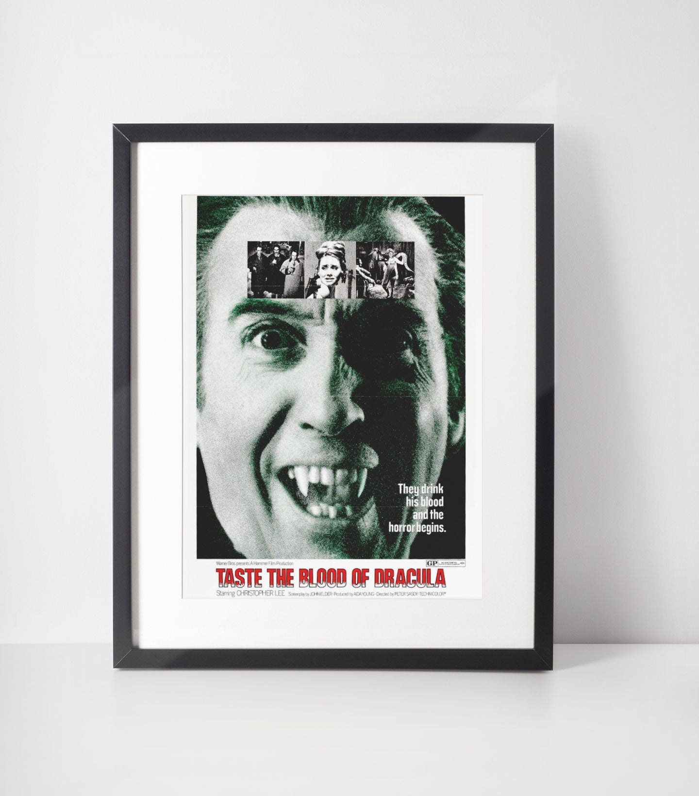 Taste the Blood of Dracula -- 11" x 17" Deluxe Poster Art Print || Count Dracula Played by Christopher Lee!