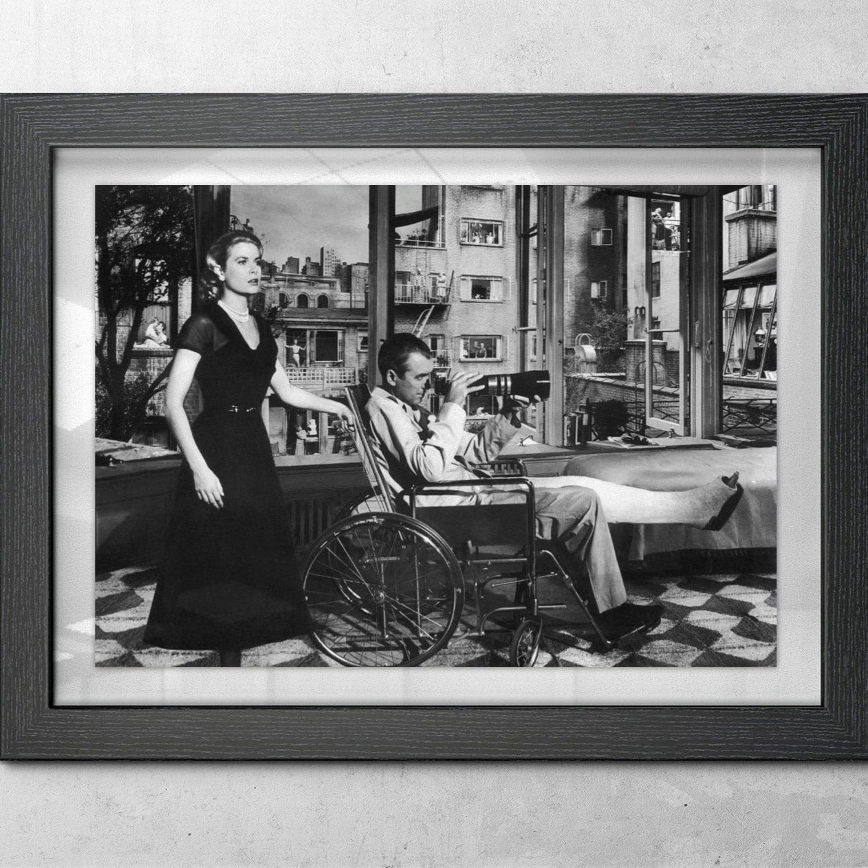 Rear Window -- 8.5" x 11" Deluxe Wall Art Print || Jimmy Stewart and Grace Kelly Find a Killer!