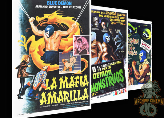 Blue Demon -- Set of Three 11" x 17" Deluxe Posters w/ FREE SHIPPING! || Lucha Libre Collector's Set!