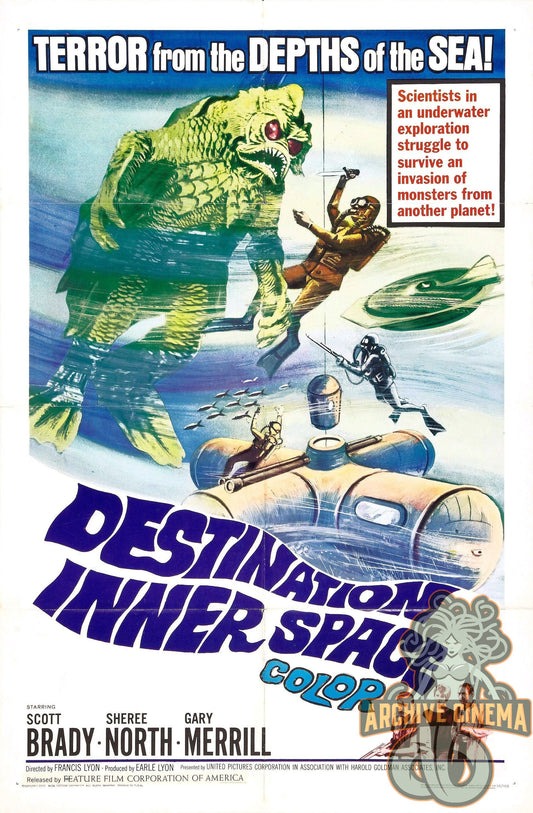 Destination Inner Space -- 11" x 17" Deluxe Poster Art Print || Underwater Alien vs Human Sea Explorers!