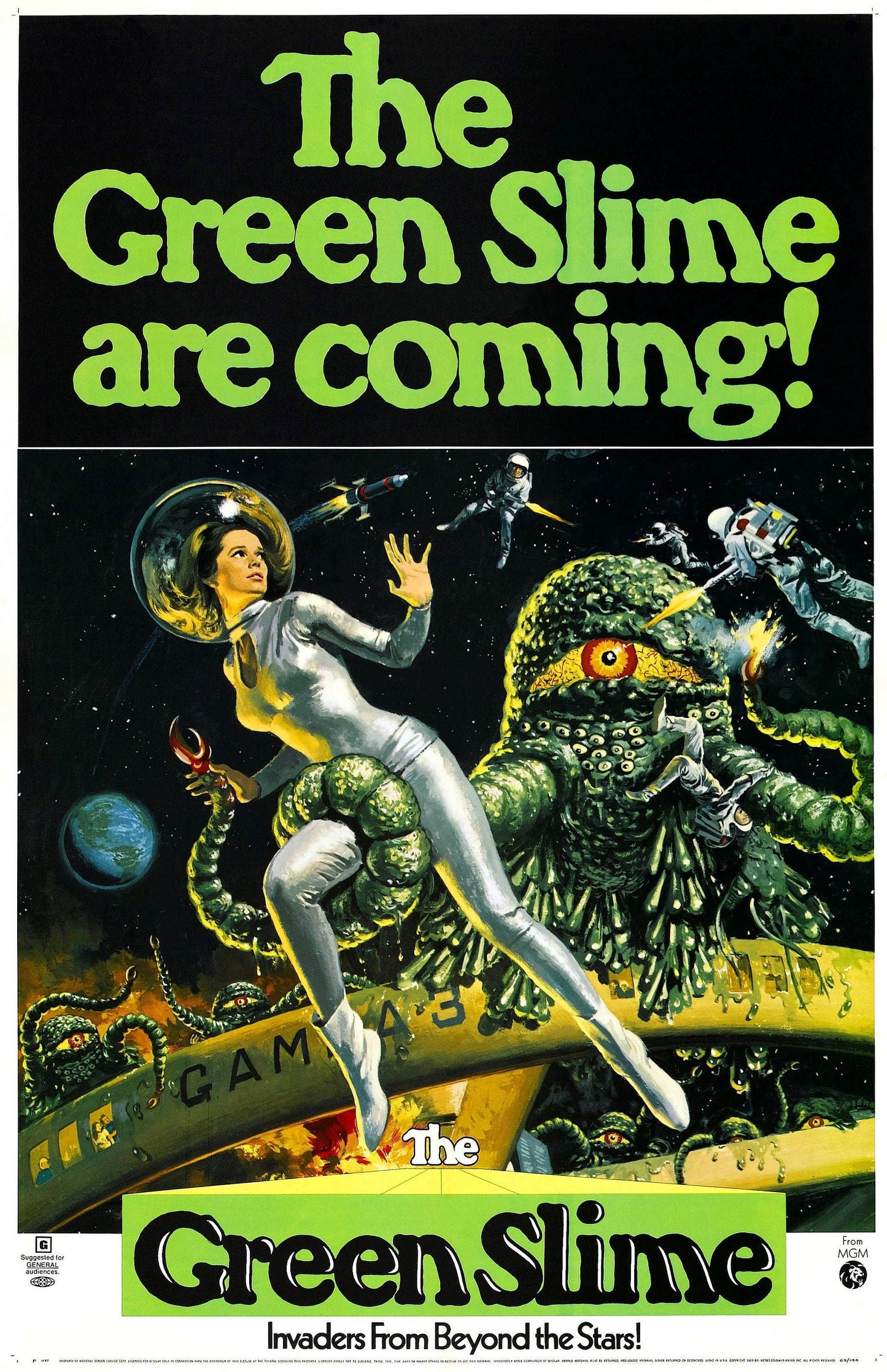 Green Slime -- 11" x 17" Deluxe Poster Art Print || Slime Aliens vs Space Studs!