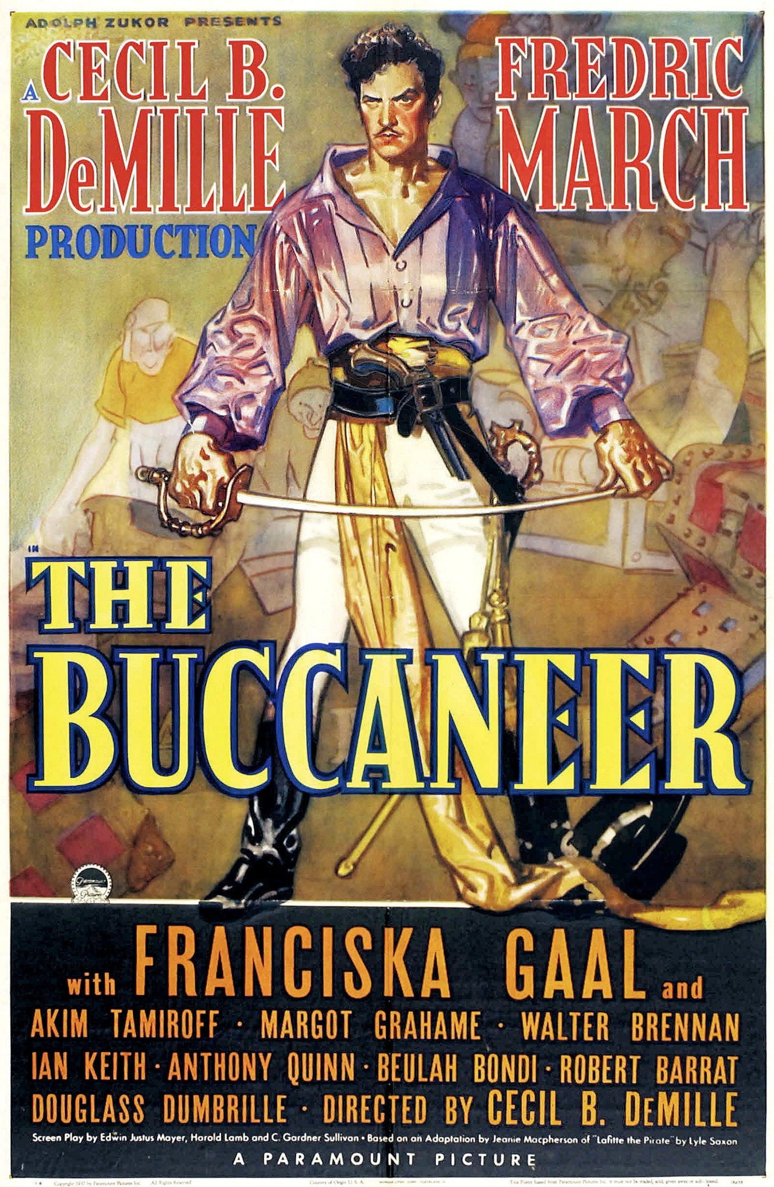 The Buccaneer -- 11" x 17" Deluxe Poster Art Print || Frederic March as the French Pirate Captain!