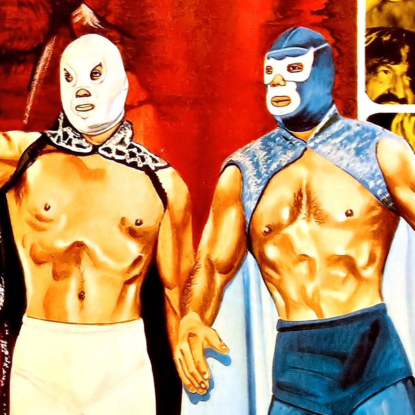 Santo & Blue Demon vs Dracula & the Wolf Man -- Deluxe 11" x 17" Poster Art Print || Lucha Libre Tag Team!