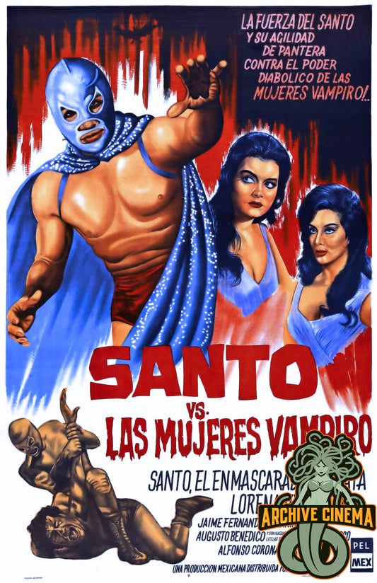 Santo vs the Vampire Women --  11" x 17" Deluxe Poster Art Print || Lucha Libre Crusader vs Evil Bloodsuckers!