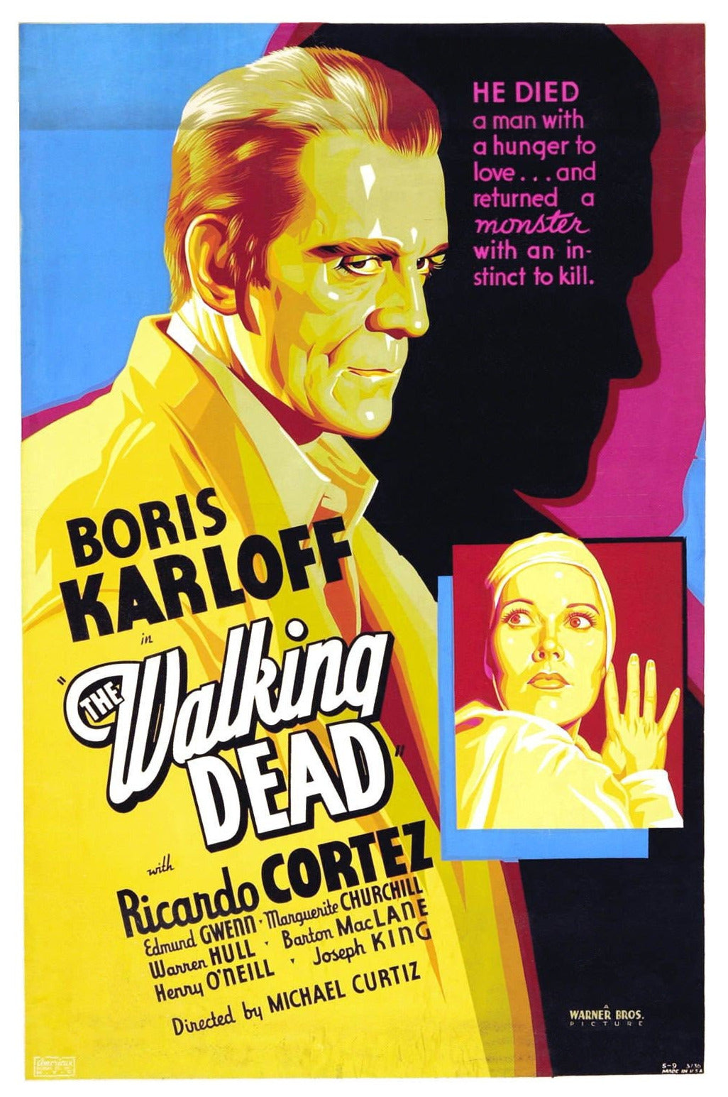 Walking Dead, The -- 11" x 17" Deluxe Poster Art Print || Boris Karloff in Michael Curtiz Shock Thriller!