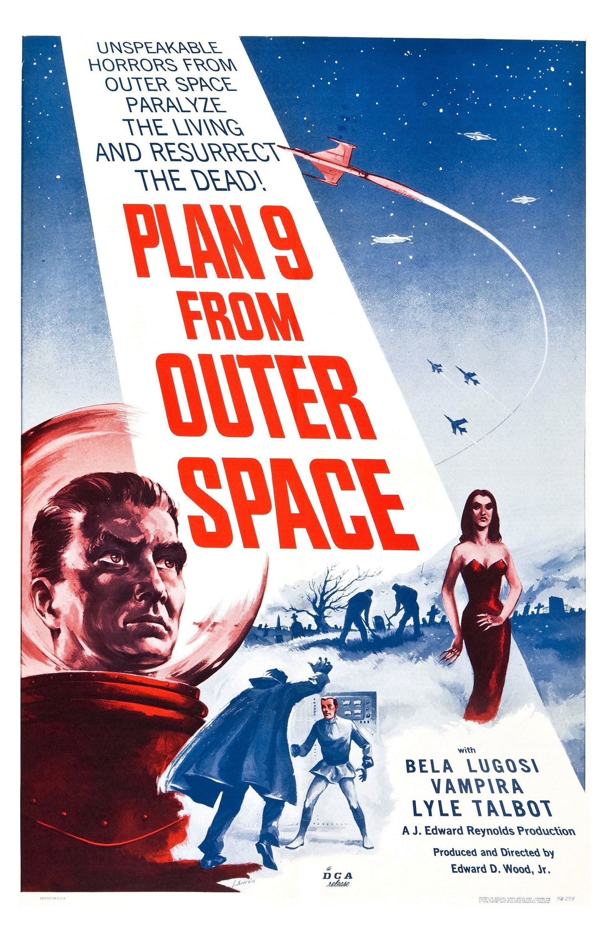 Plan 9 from Outer Space -- 11" x 17" Deluxe Poster Art Print || Bela Lugosi Stars for Auteur Ed D. Wood, Jr.! Grave Robbing Space Aliens!