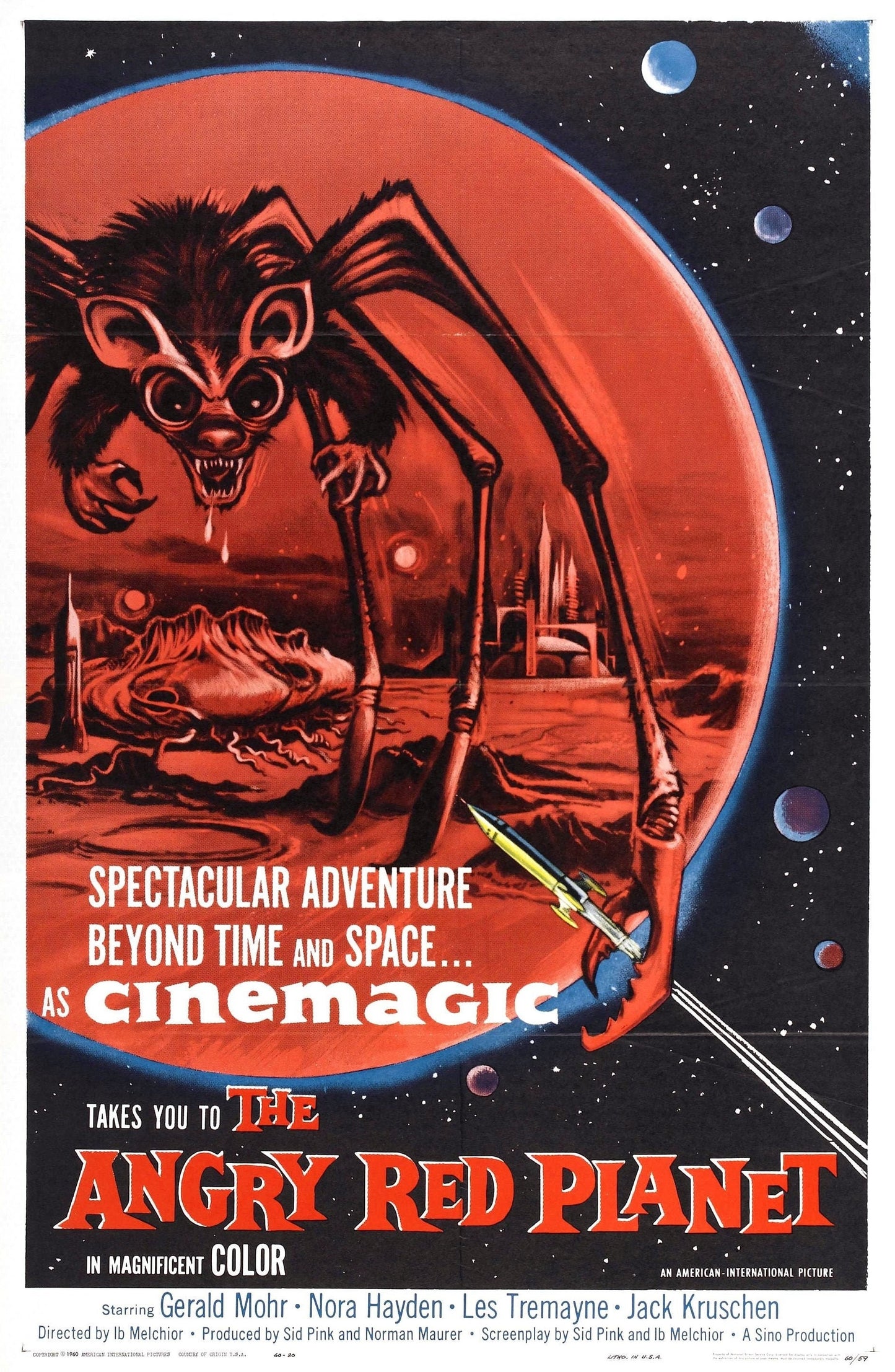 The Angry Red Planet -- 11" x 17" Poster Art Print || Ib Melchior Mars Adventure! Astronauts vs. Bat-Rat Spider! Evocative 1950's Poster!