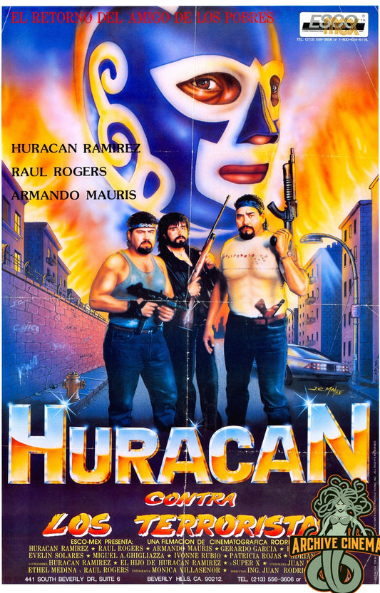 Huracan vs. the Terrorists -- 11" x 17" Deluxe Poster Art Print || Masked Hero Against Certifiable Madmen!