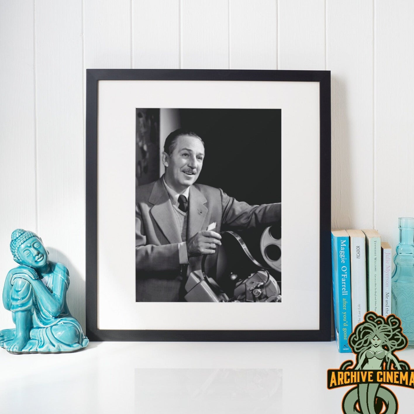 Walt Disney -- Deluxe 8.5" x 11" Wall Art Print | Walt Disney with Moviscope Viewer & Film!