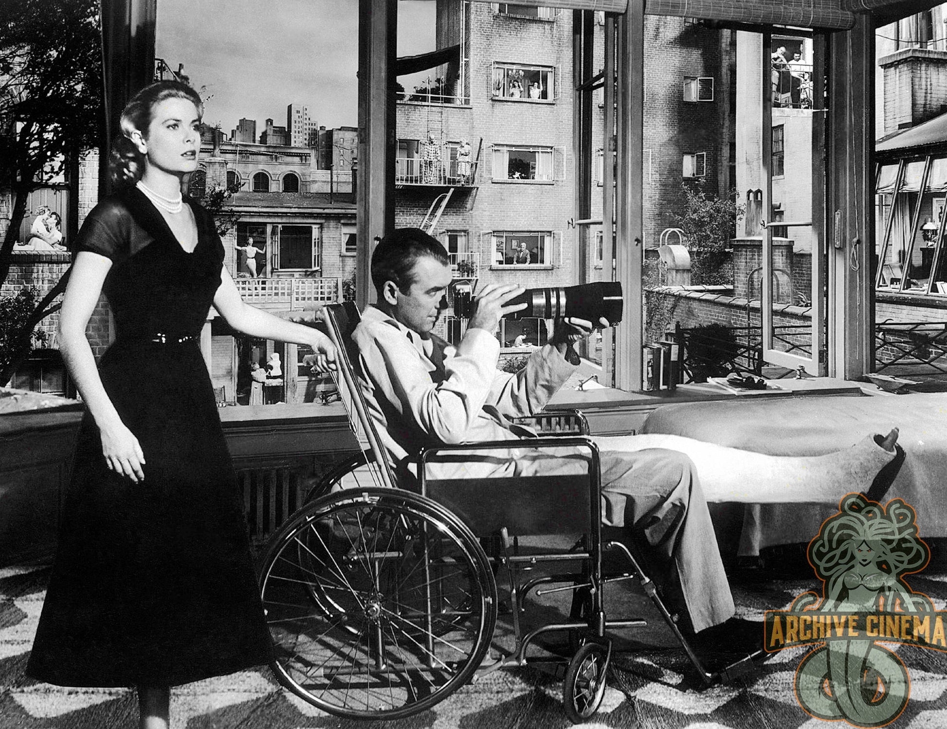 Rear Window -- 8.5" x 11" Deluxe Wall Art Print || Jimmy Stewart and Grace Kelly Find a Killer!