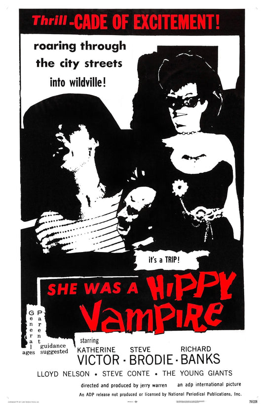 She Was a Hippy Vampire -- 11" x 17" Deluxe Poster Art Print || Blood Sucking Female Freak!