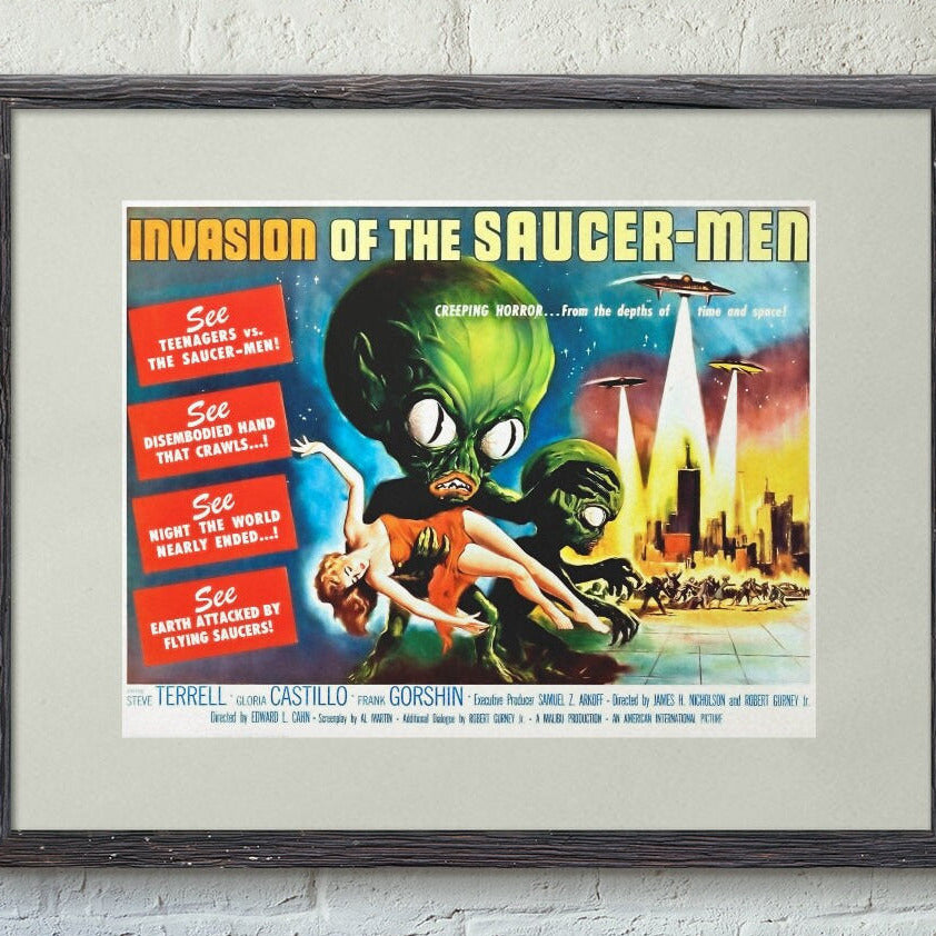 Invasion of the Saucer-Men -- 11" x 17" Deluxe Art Print || Classic 1950's UFO Aliens vs Teens!