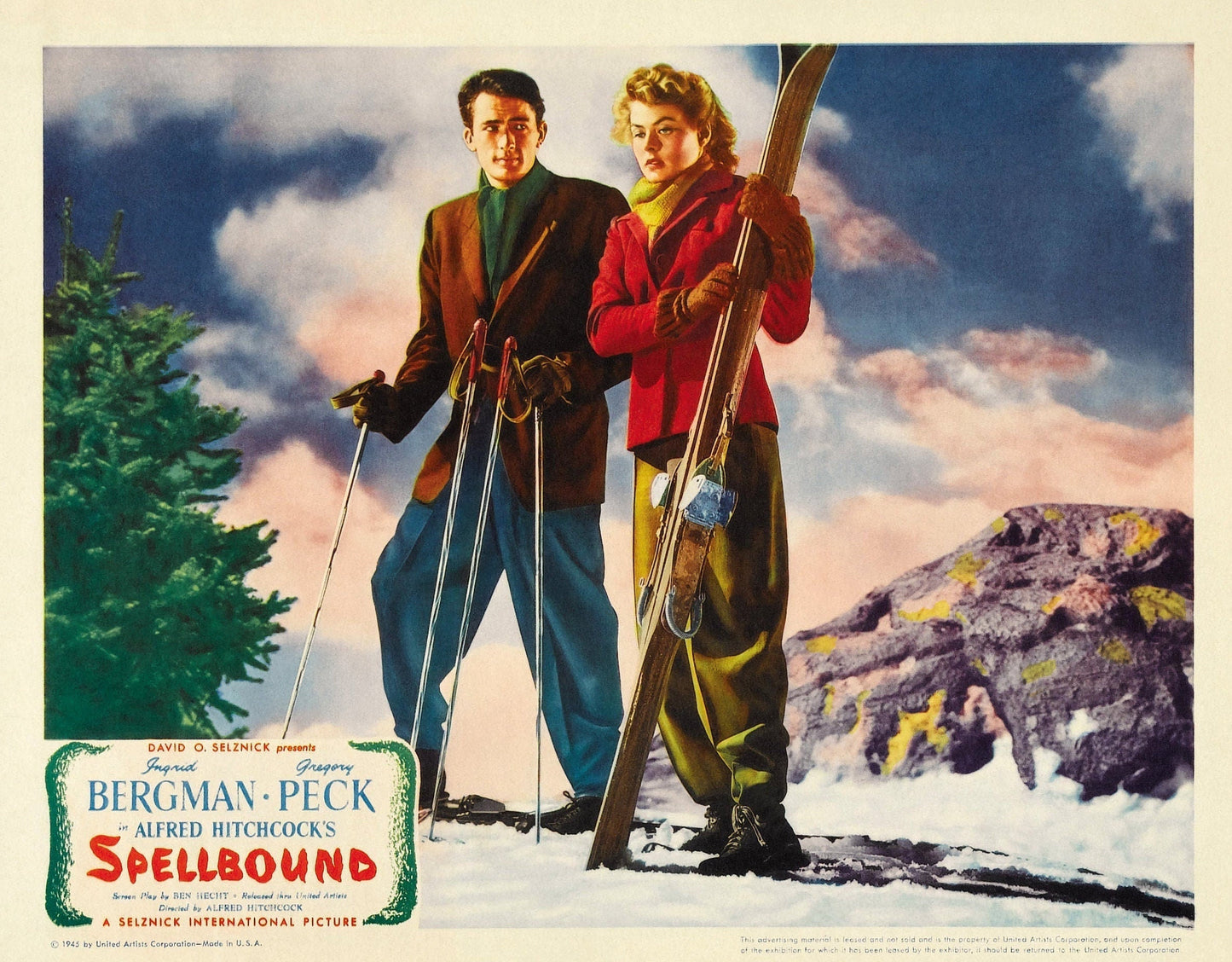 Spellbound -- 8.5" x 11" Art Print || Hitchcock Thriller with Gregory Peck & Ingrid Bergman! Enchanting Ski B.G.-Themed Wall Decor!