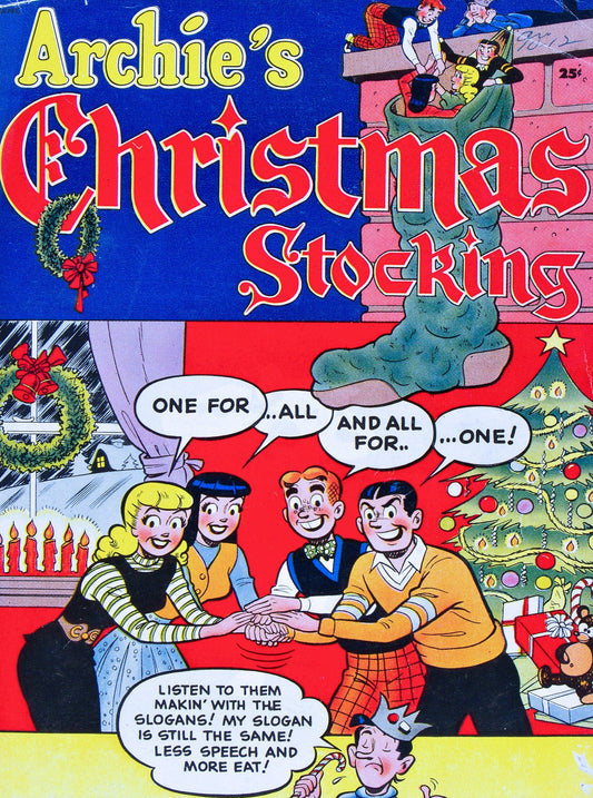 Archie's Christmas Stocking -- 8.5" x 11" Deluxe Art Print || Archie and Pals Celebrate Mass Material Consumption!