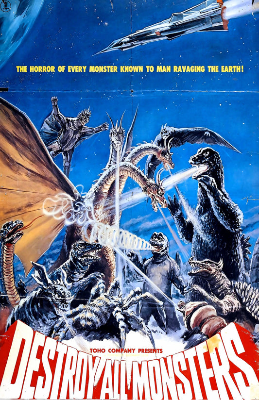 Destroy All Monsters -- 11" x 17" Deluxe Poster Art Print || Kaiju Monsters vs the World!