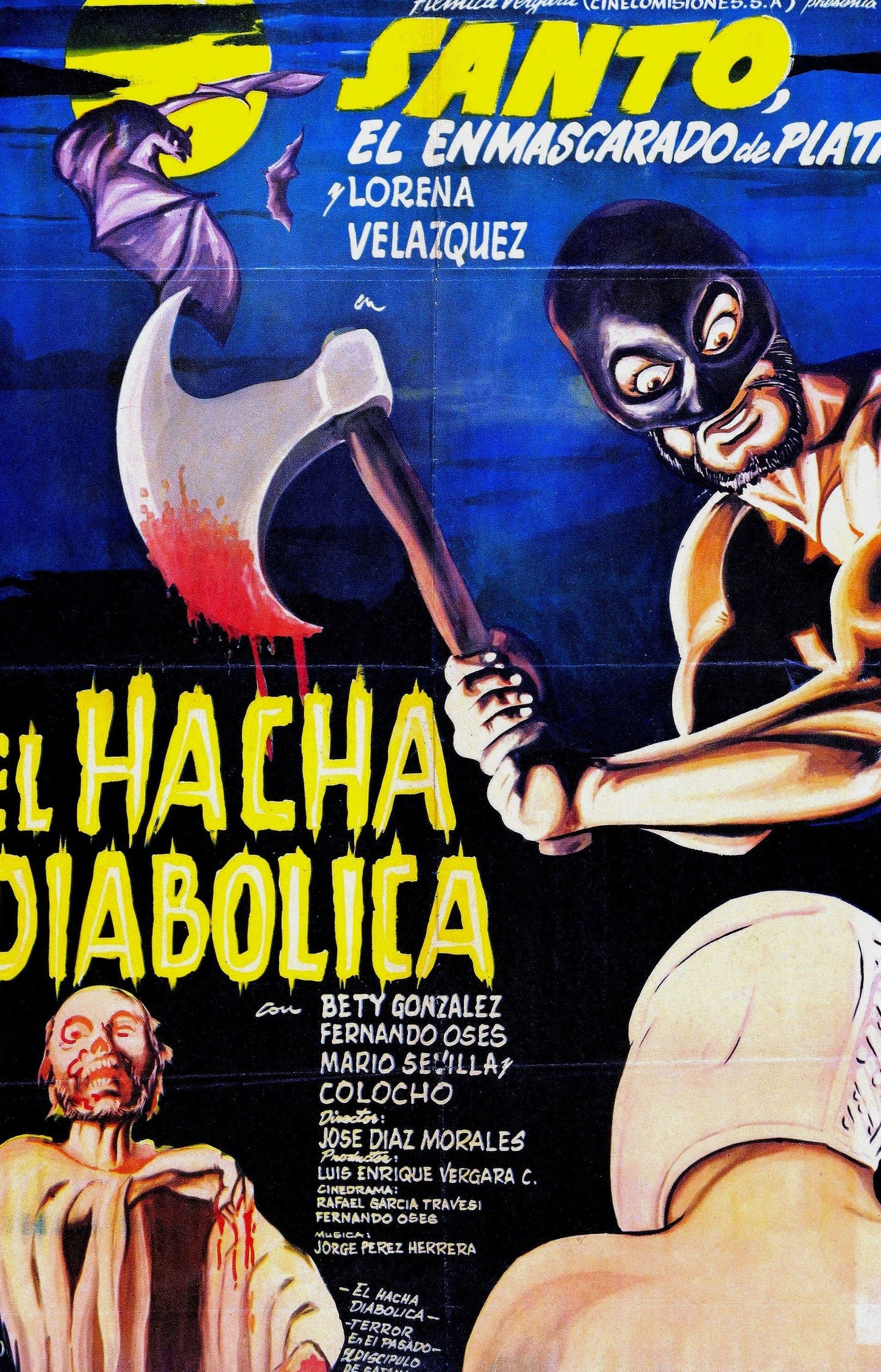 Santo vs The Diabolical Axe 11" x 17" Deluxe Poster Art Print || El Santo Takes on a Madman with an Axe!