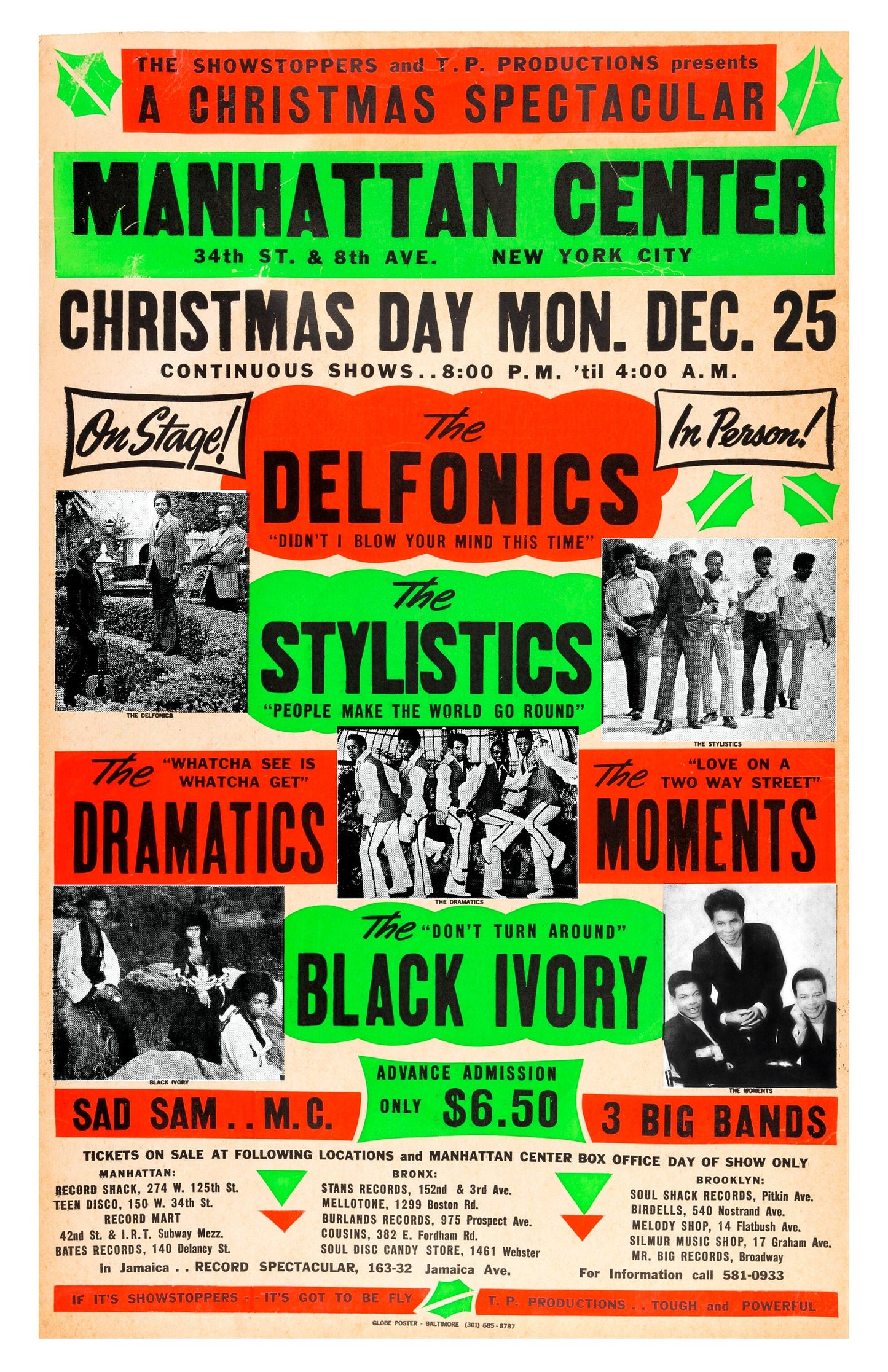 Delfonics Christmas Spectacular -- 11" x 17" Deluxe Poster Art Print || Manhattan on Christmas Day a Long, Long Time Ago!