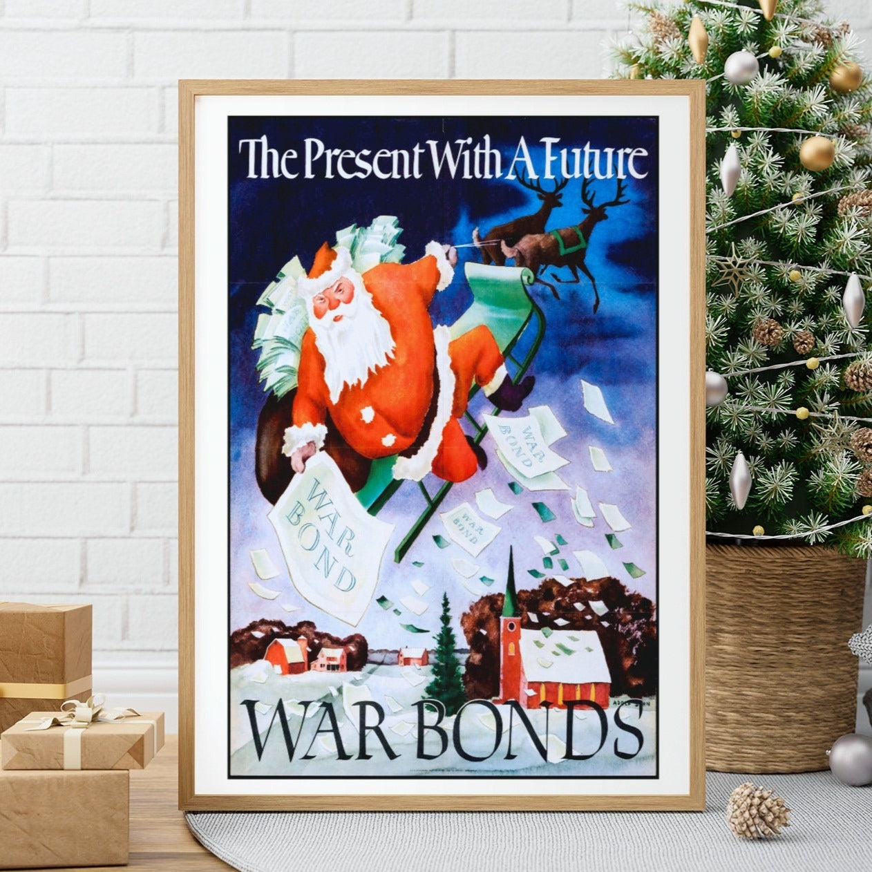 Santa War Bonds -- 11" x 17" Deluxe Poster Art Print || St. Nick Protecting the Home Front!