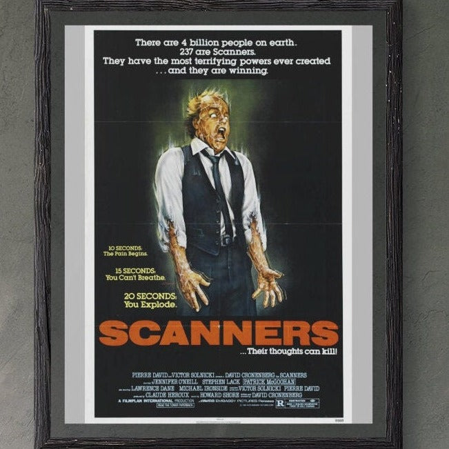 Scanners 11" x 17" -- Deluxe Poster Art Print || Michael Ironside as Daryll Revok, Head of Underground Scanner Resistance! David Cronenberg!