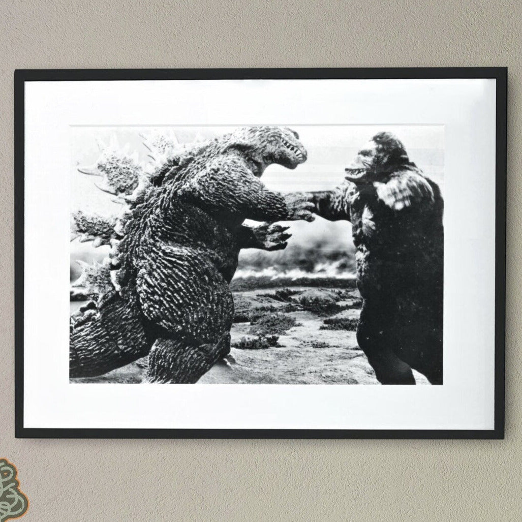 King Kong vs Godzilla -- Deluxe 8.5" x 11" Art Print | Kong vs Godzilla on Mount Fuji! Epic Kaiju Shakedown!