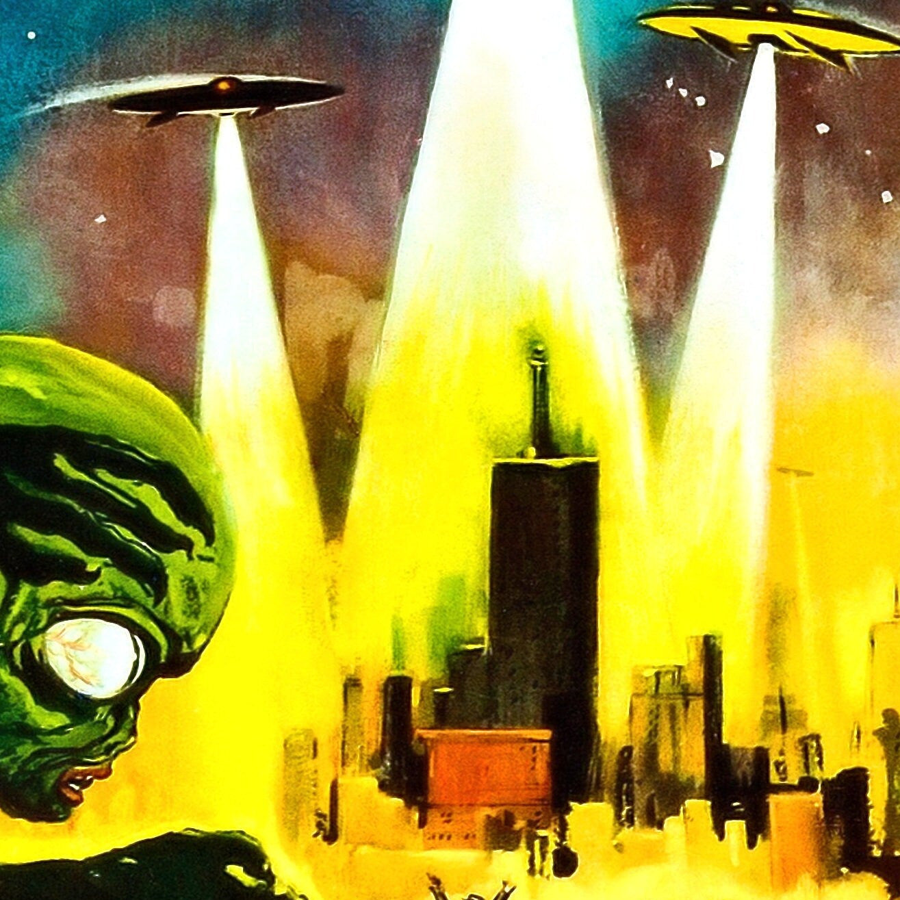 Invasion of the Saucer-Men -- 11" x 17" Deluxe Art Print || Classic 1950's UFO Aliens vs Teens!