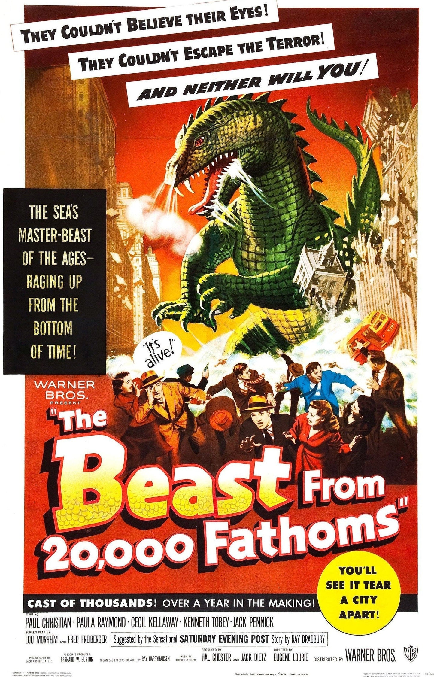 Beast from 20,000 Fathoms -- Deluxe 11" x 17" Poster Art Print || Ray Harryhausen Beast in Stop Motion SF Classic!