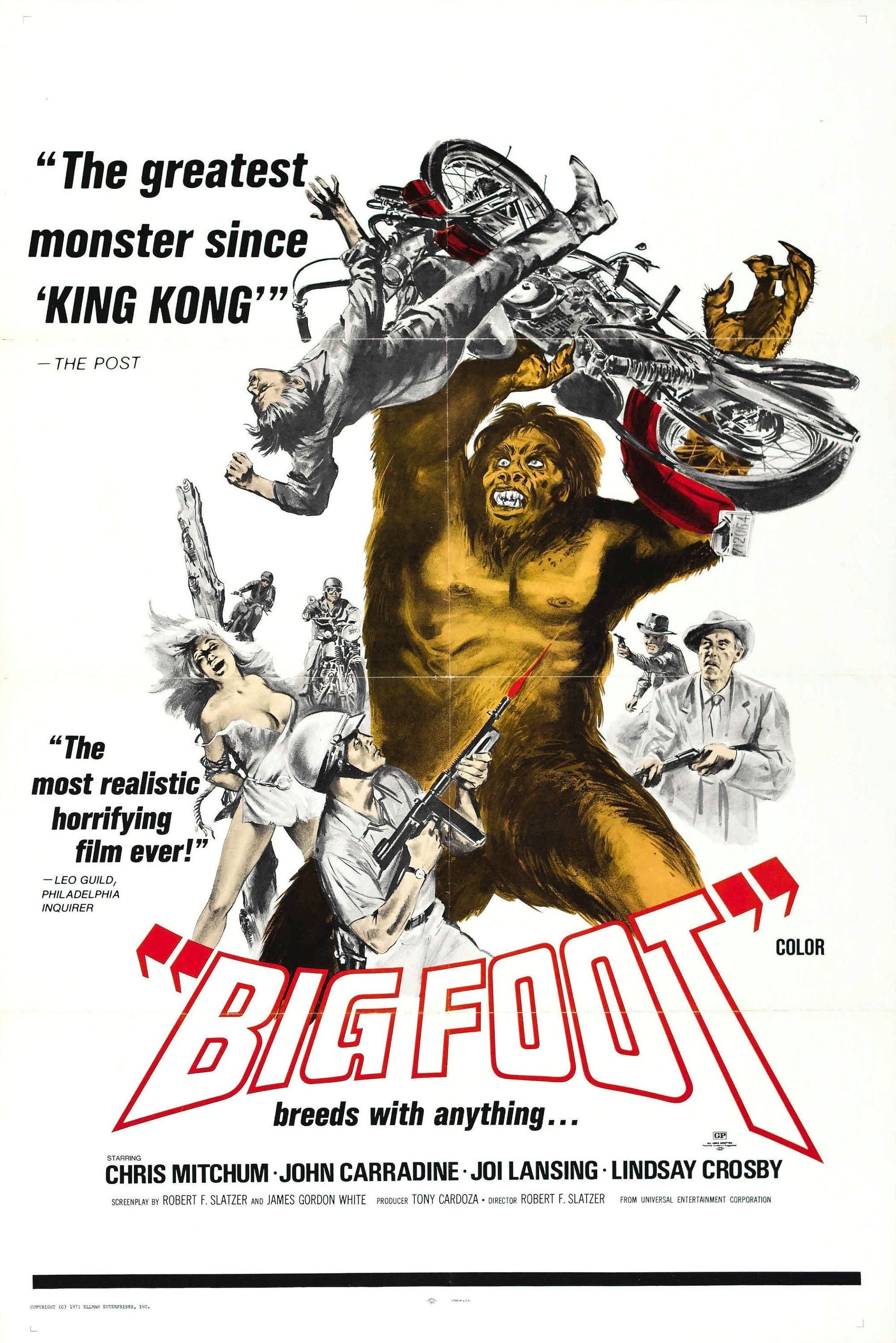 Bigfoot -- 11" x 17" Poster Art Print || Savage Sasquatch vs. John Carradine & Teen Bikers!