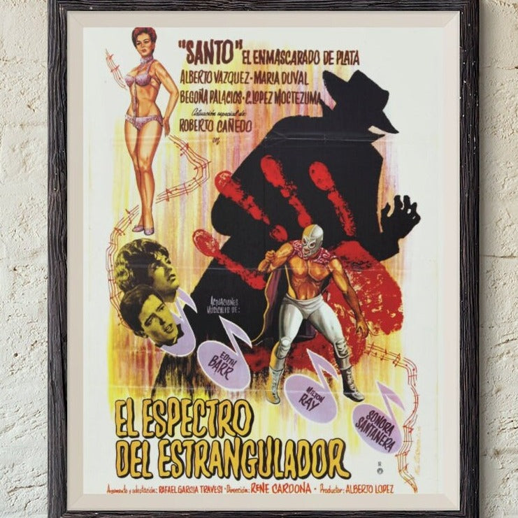 Santo vs the Strangler -- 11" x 17" Deluxe Poster Art Print || Santo the Masked Savior vs Homicidal Maniacs!