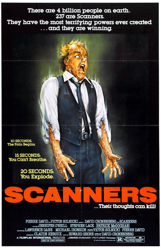 Scanners 11" x 17" -- Deluxe Poster Art Print || Michael Ironside as Daryll Revok, Head of Underground Scanner Resistance! David Cronenberg!