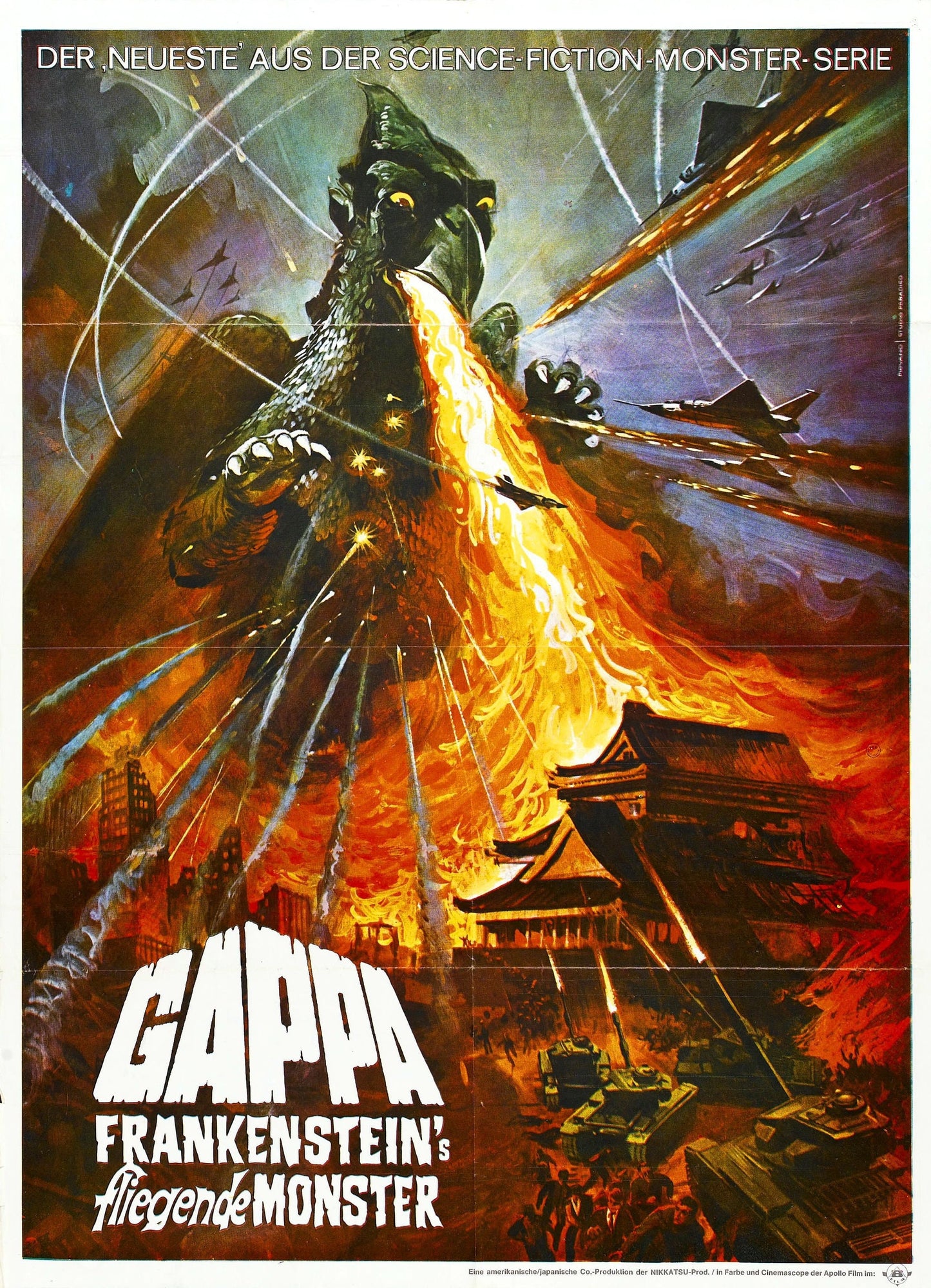 Gappa, the Triphibian Monster -- 11" x 17" Deluxe Poster Art Print || Kaiju Terror Levels Cities with Dragon Flame!