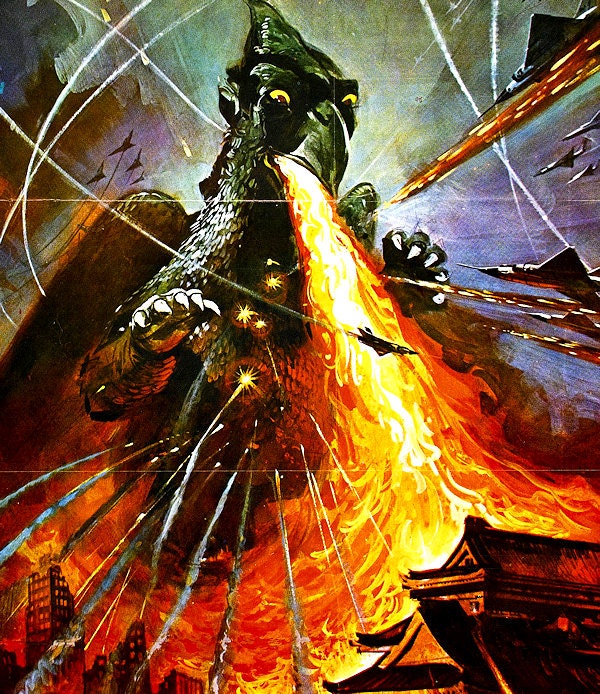 Gappa, the Triphibian Monster -- 11" x 17" Deluxe Poster Art Print || Kaiju Terror Levels Cities with Dragon Flame!