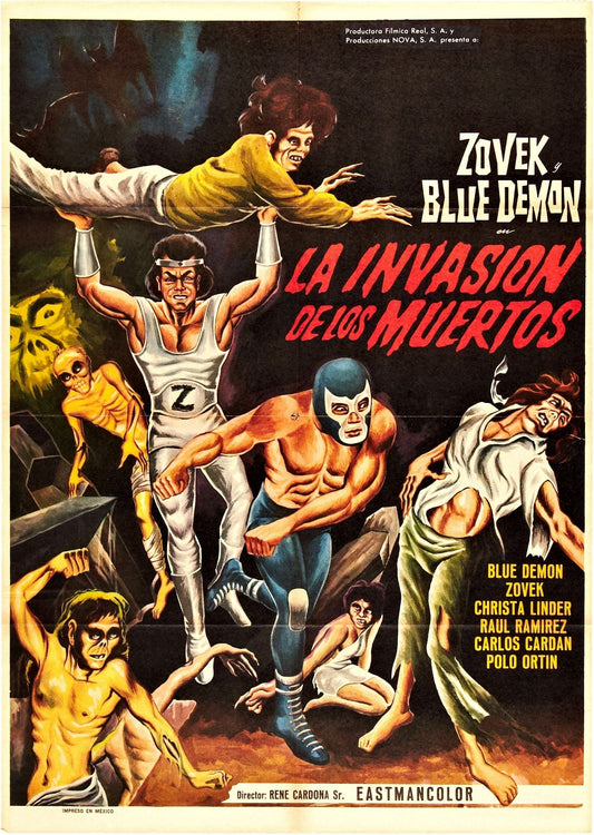 Blue Demon: Invasion of the Dead -- 11" x 17" Deluxe Poster Art Print || Blue Demon! Zovek!