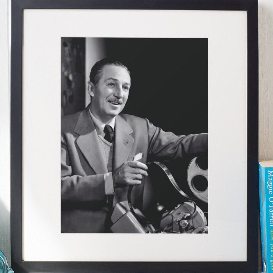 Walt Disney -- Deluxe 8.5" x 11" Wall Art Print | Walt Disney with Moviscope Viewer & Film!