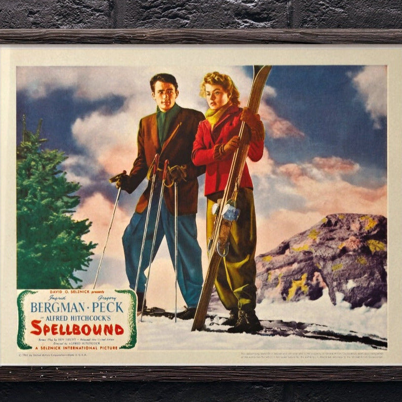 Spellbound -- 8.5" x 11" Art Print || Hitchcock Thriller with Gregory Peck & Ingrid Bergman! Enchanting Ski B.G.-Themed Wall Decor!