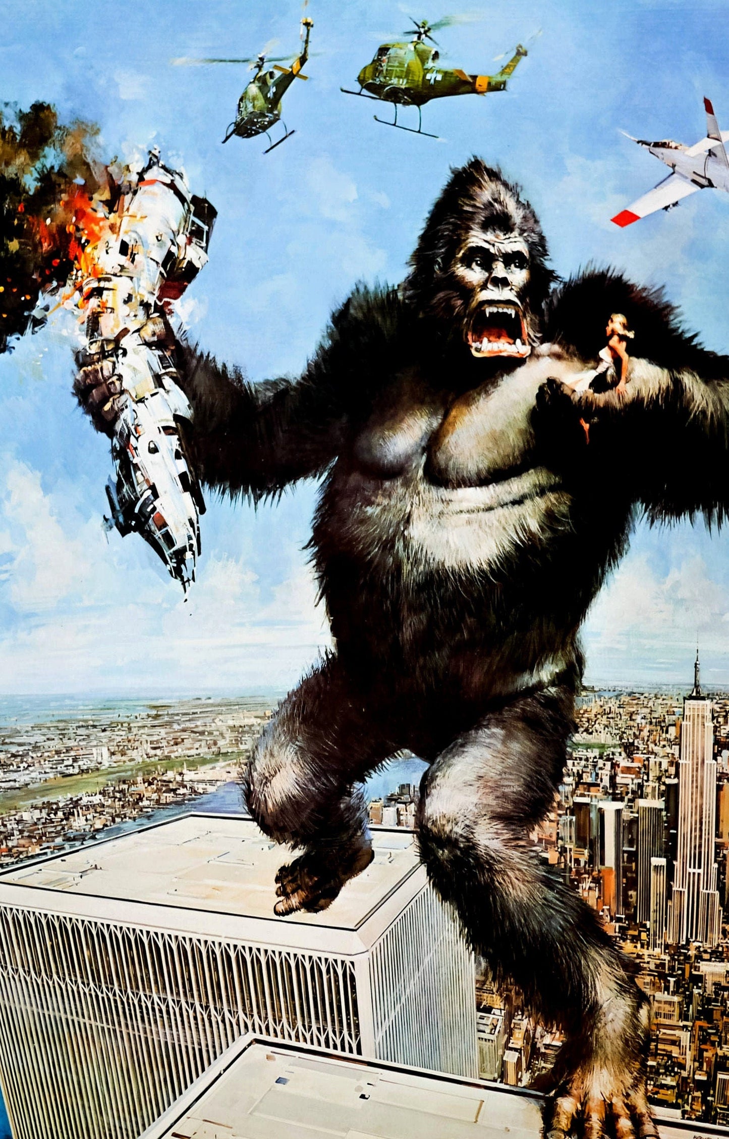 King Kong -- 11" x 17" Deluxe Poster Art Print | Kong's Final Defiant Rage Atop the World Trade Center Towers!