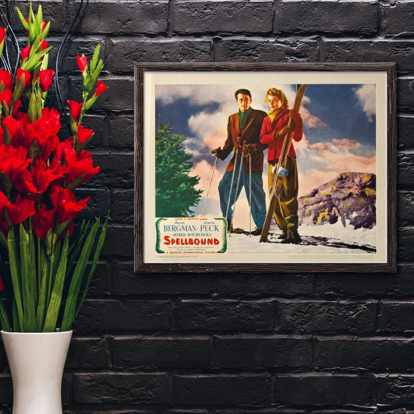 Spellbound -- 8.5" x 11" Art Print || Hitchcock Thriller with Gregory Peck & Ingrid Bergman! Enchanting Ski B.G.-Themed Wall Decor!